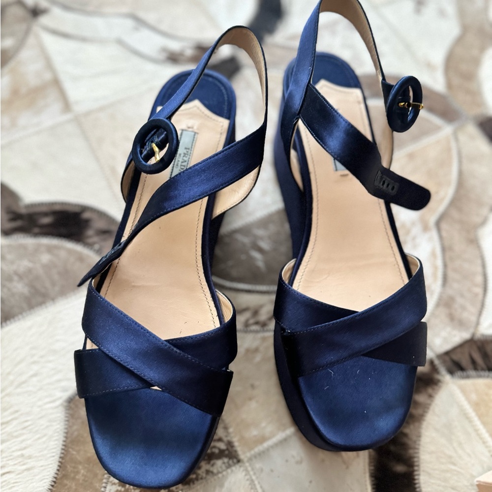 Elegant Blue Satin Women's Sandals